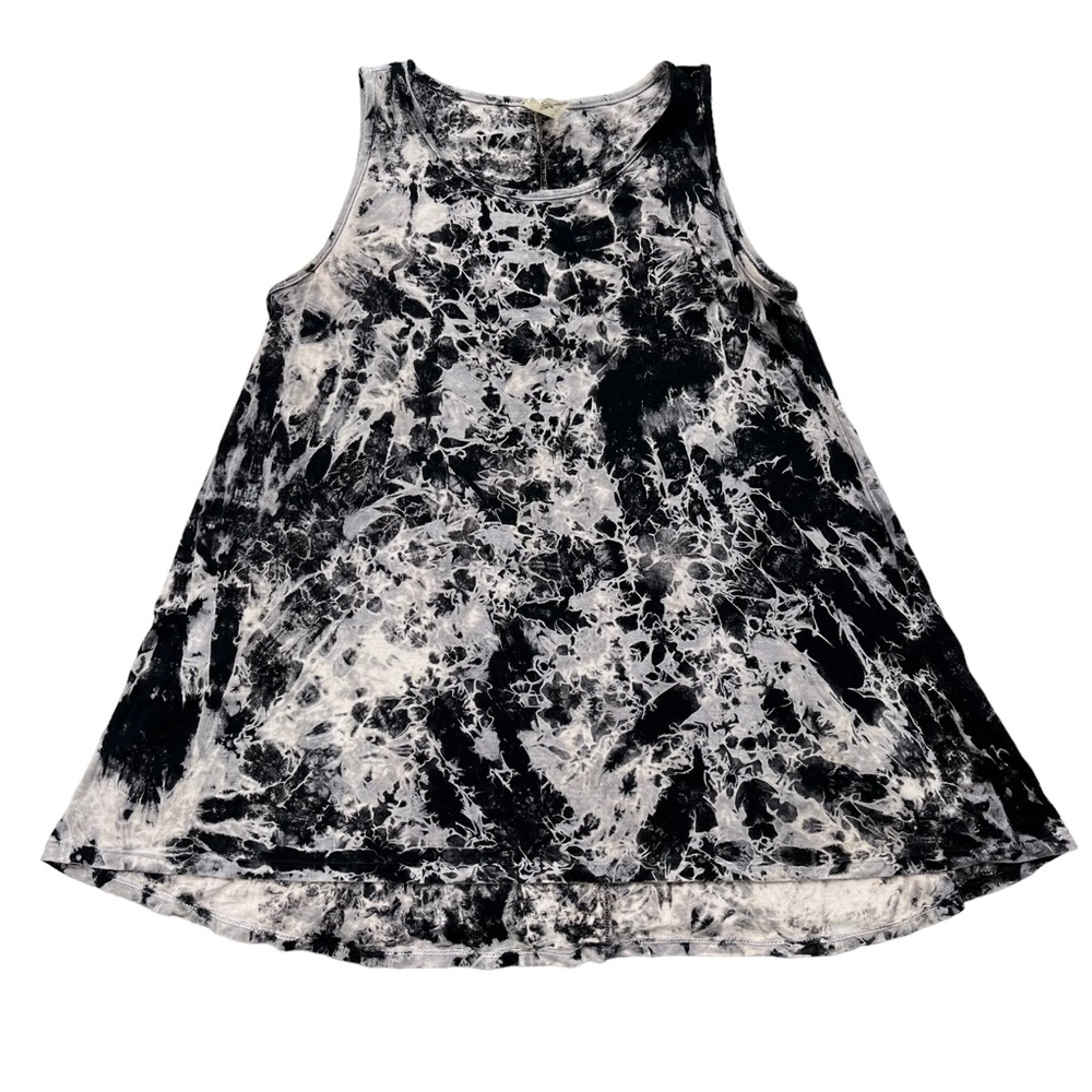 American Age Women’s X-small Tie Dye Black Cream Long Thick Strap Tank Top Tunic
